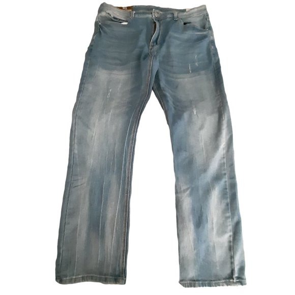 American Legacy Jeans Size 14 Slim Stretch 38 x 30 Distressed medium Wash - Picture 1 of 16